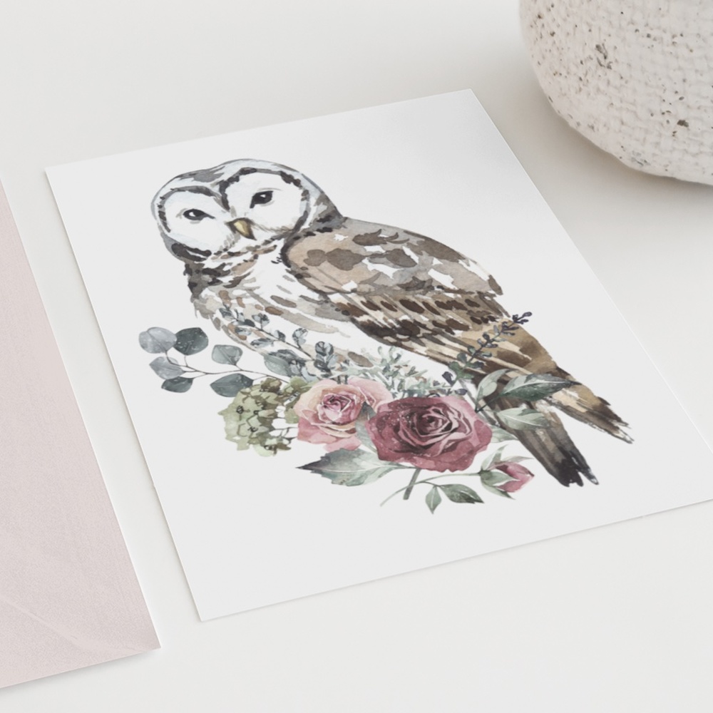 Owl Watercolor Illustration Wall Art Print Poster Portrait Unframed - Picture 6 of 17